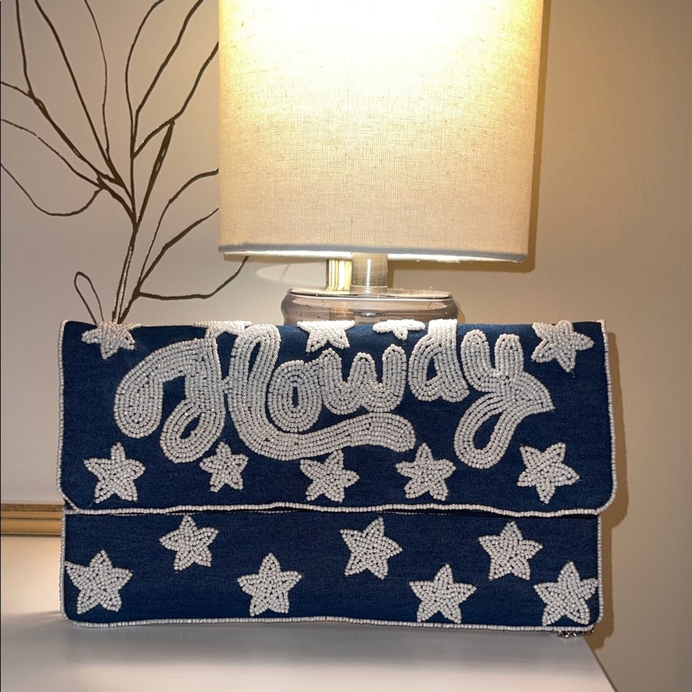 Navy and White Star Clutch